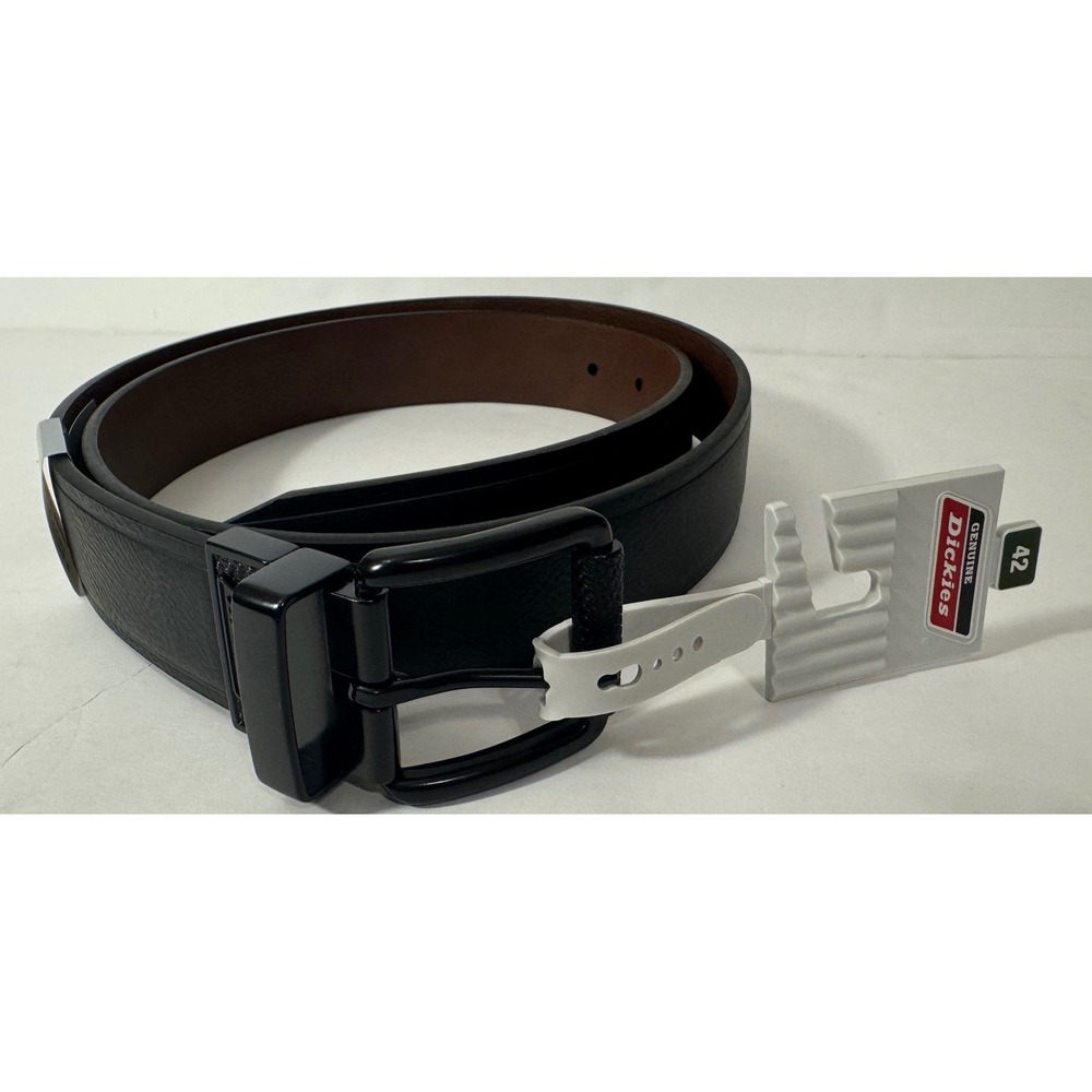 Genuine Dickies Belt Men 42 Black Brown Reversible‎ Stretch Casual NEW